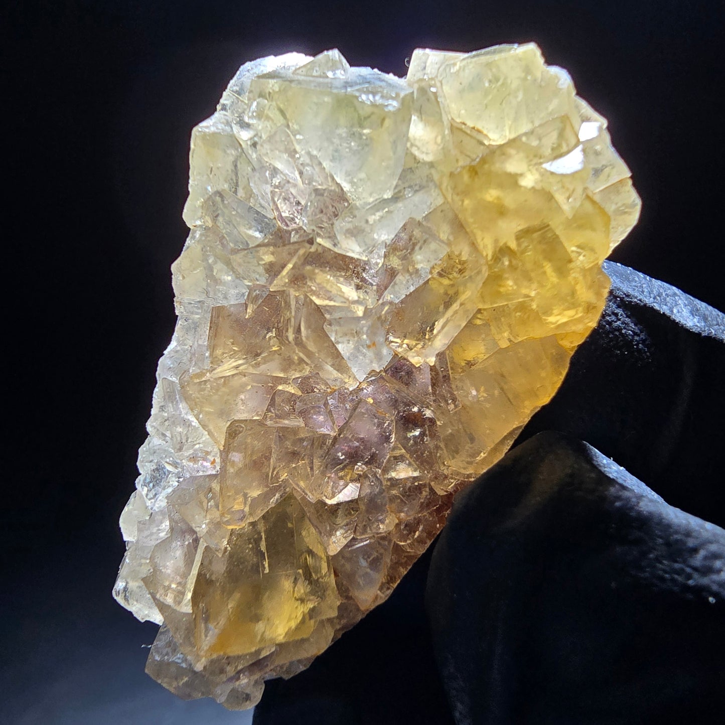 Phantom Fluorit Würfel Stufe gelb lila Okorusu, Namibia 39*24*8mm Sammlung