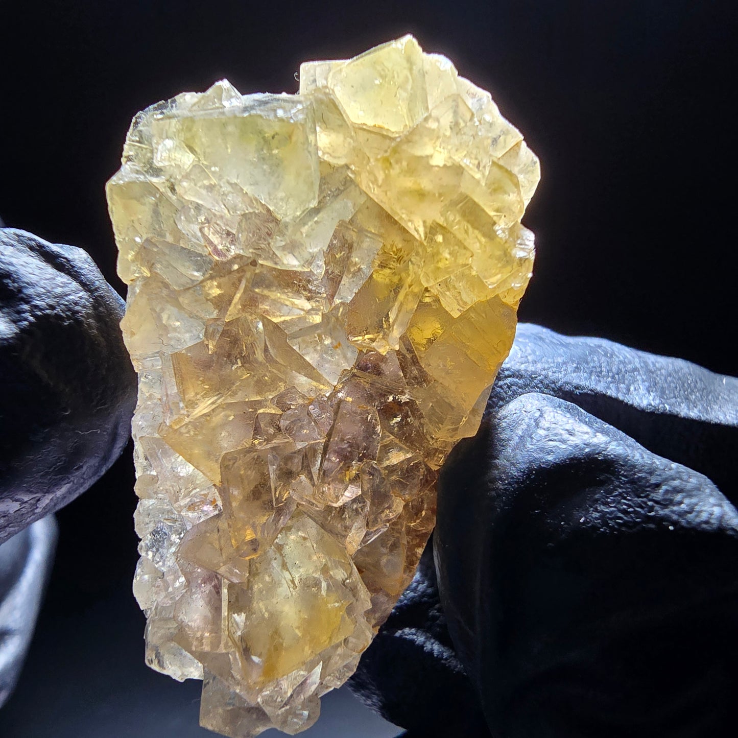 Phantom Fluorit Würfel Stufe gelb lila Okorusu, Namibia 39*24*8mm Sammlung