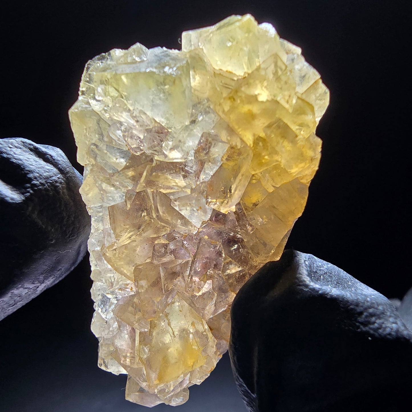 Phantom Fluorit Würfel Stufe gelb lila Okorusu, Namibia 39*24*8mm Sammlung