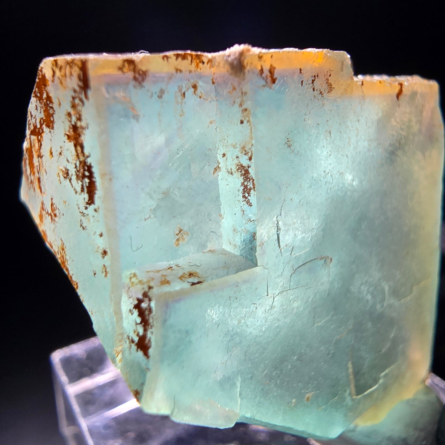 Cube de fluorite fantôme transparent, vert jaune, Erongo, namibie, Collection 28x26x18mm