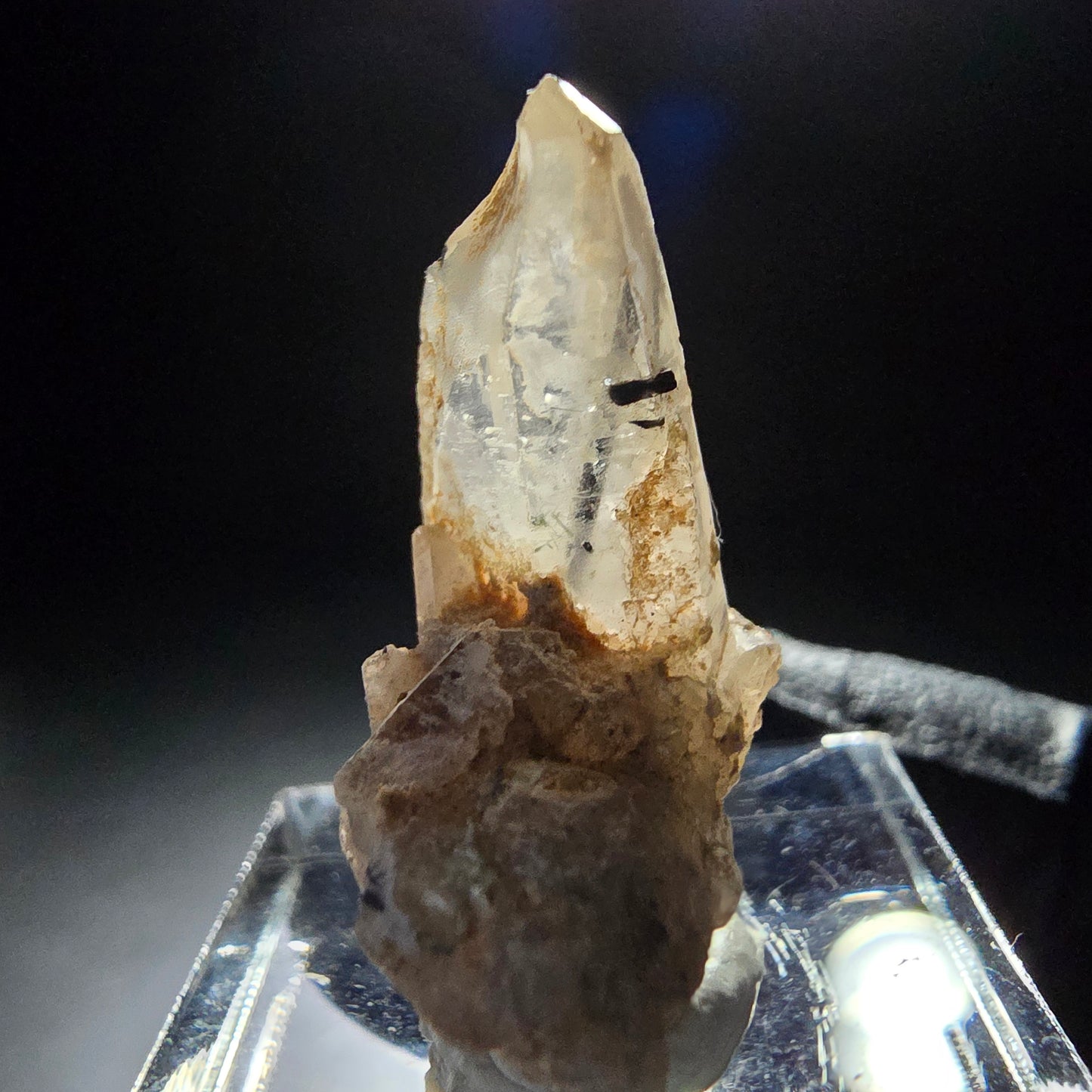 Klarer Turmalin Quarz, Rauchquarz mit Schörl Erongo Namibia 29*16*12mm Sammlung