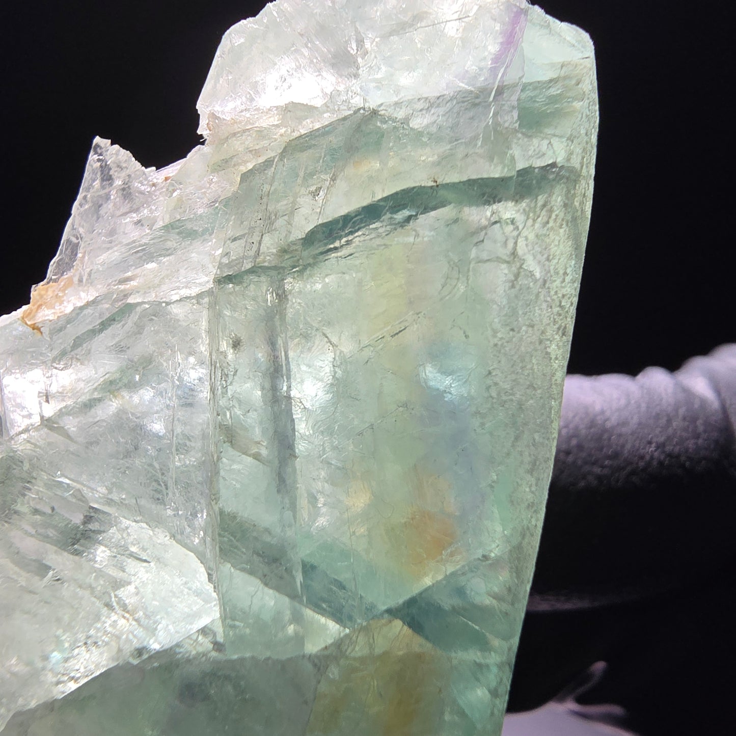 Cube de fluorite fantôme transparent à gradins vert Omehane, Namibie 58*33*29mm