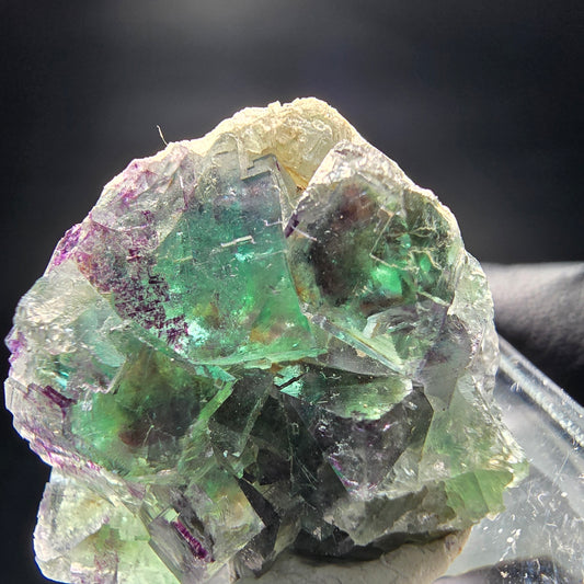 Cube de fluorite fantôme transparent, vert violet, Okorusu namibie, Collection 28x21x11mm