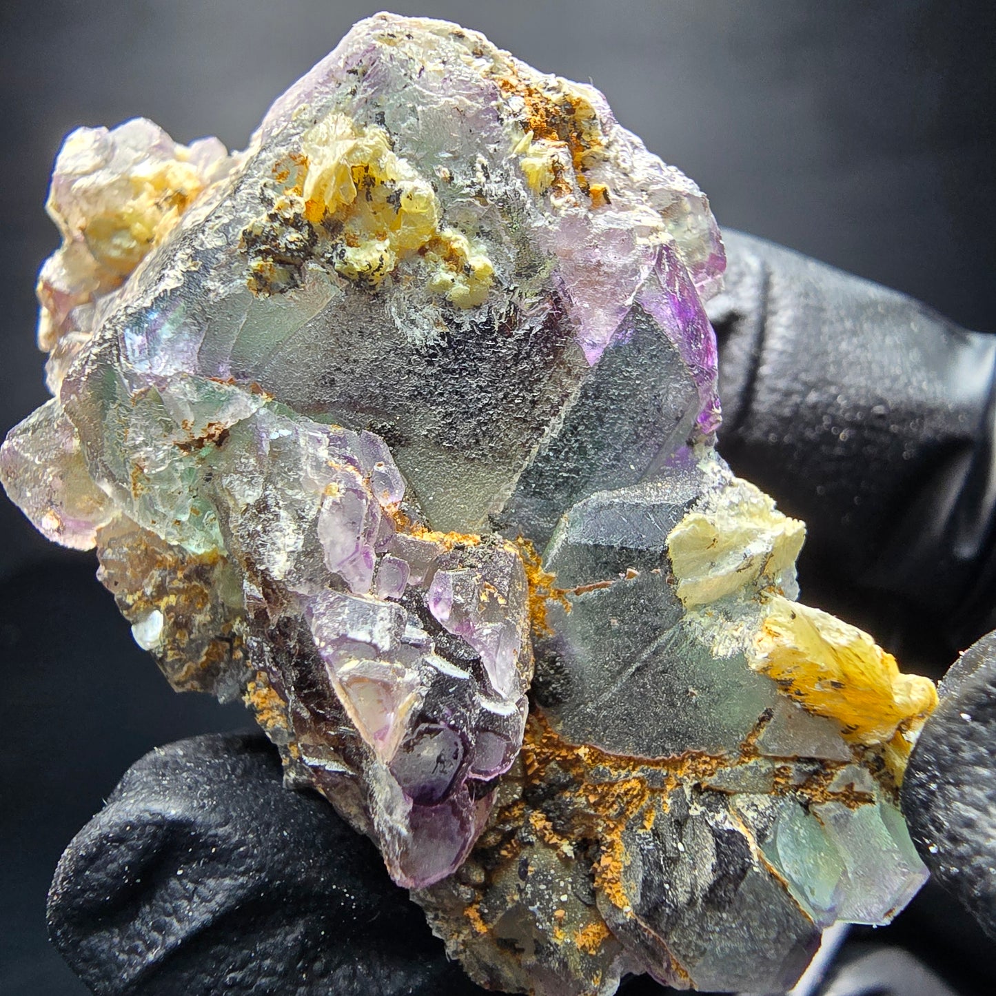 Zonare Phantom Fluorite vert violet marron cube étape Erongo namibie 53*30*32mm