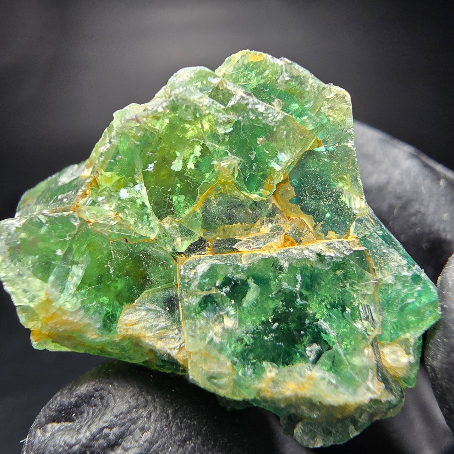 Cube de fluorite fantôme transparent, vert Okorusu, Collection namibie 26x24x23mm