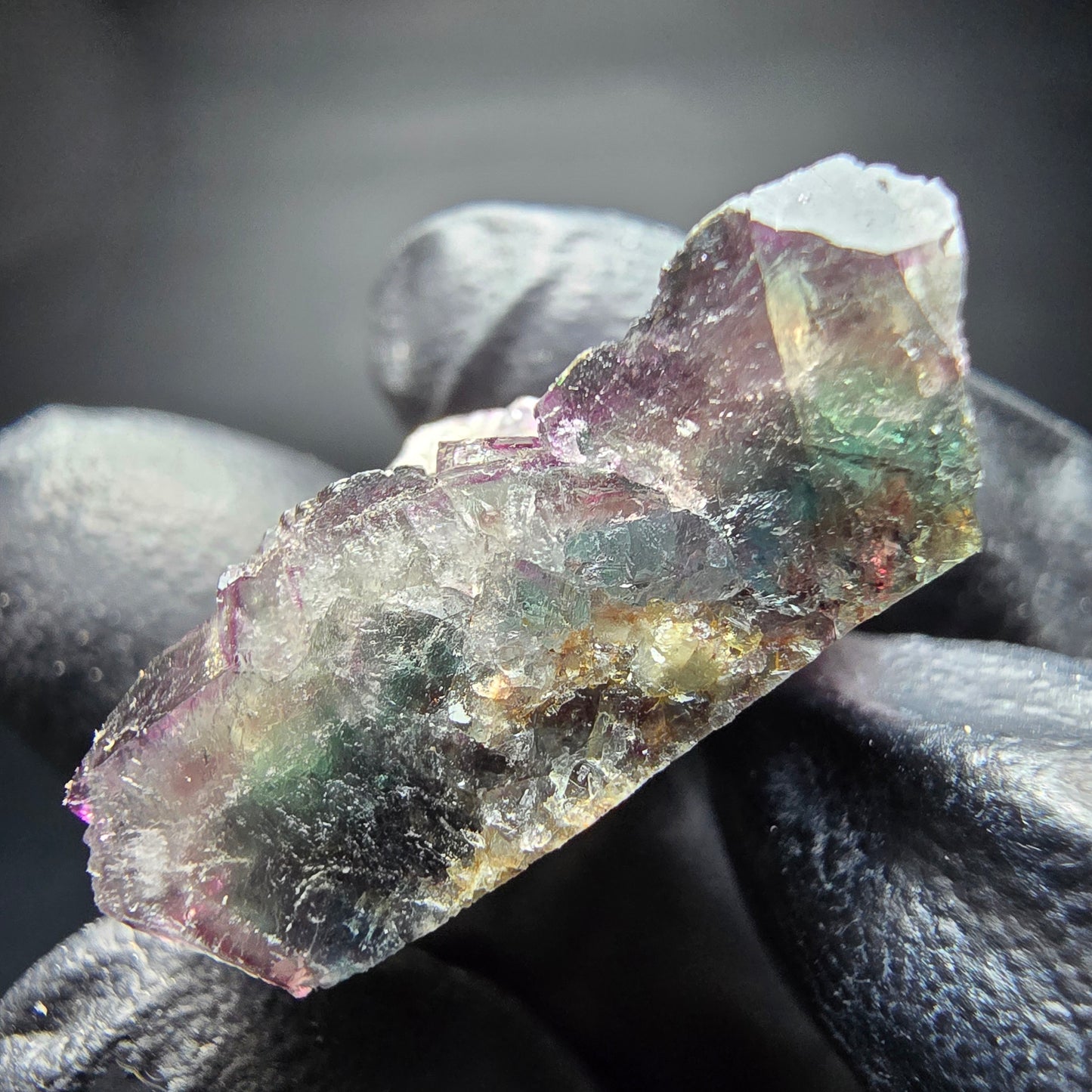 Phantom Fluorit Würfel Stufe grün lila Okorusu, Namibia 30*21*12mm Sammlung