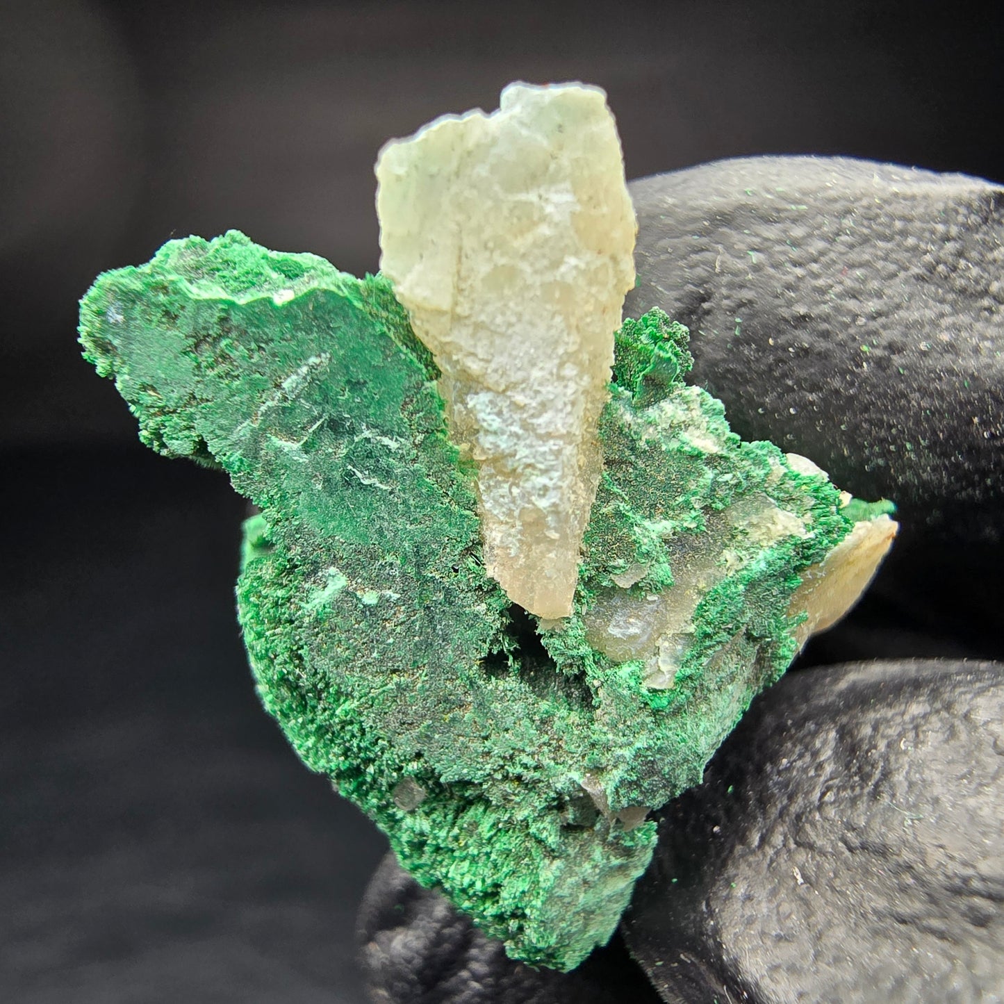 Seltene Malachit mit Quarz Stufe Kaokoveld Namibia 30*22*16mm Mineraliensammlung