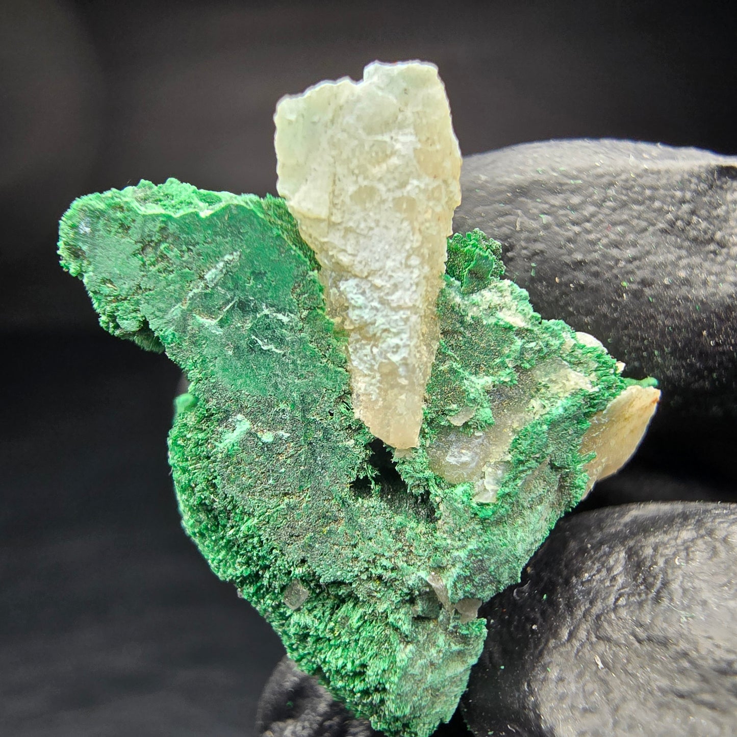 Seltene Malachit mit Quarz Stufe Kaokoveld Namibia 30*22*16mm Mineraliensammlung
