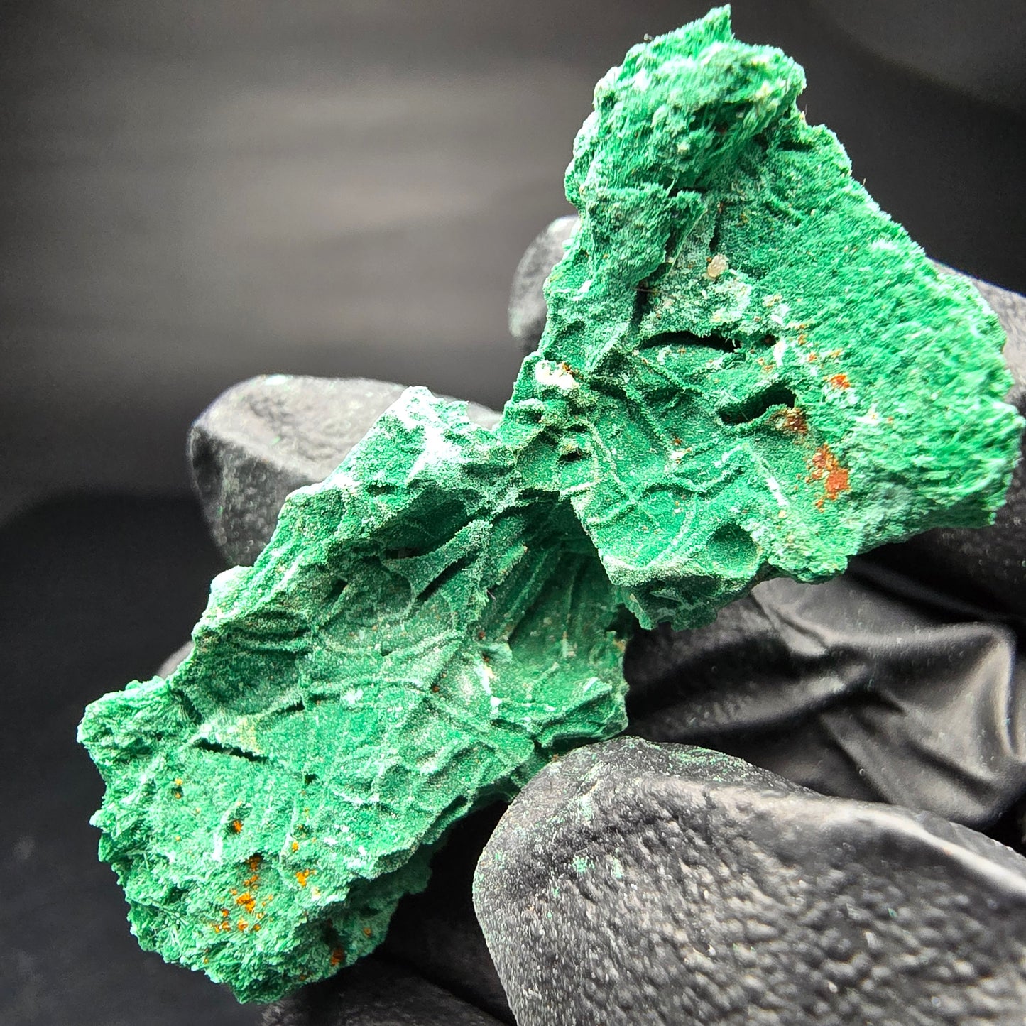 Seltene Malachit Stufe, grün Kaokoveld, Namibia 47*22*23mm Mineraliensammlung
