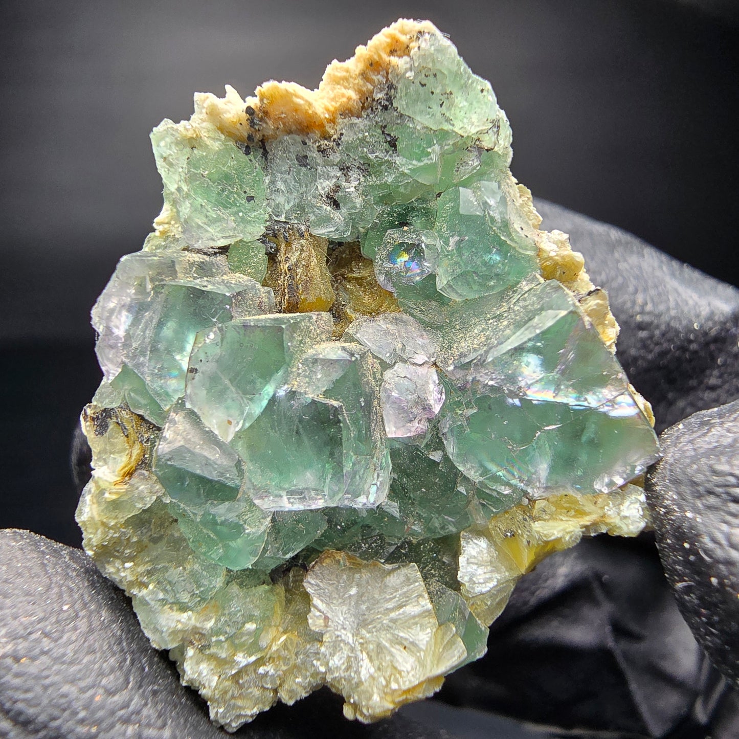 Cubes de fluorite transparents verts avec qualité muscovite, Collection Erongo namibie 29x24x19mm