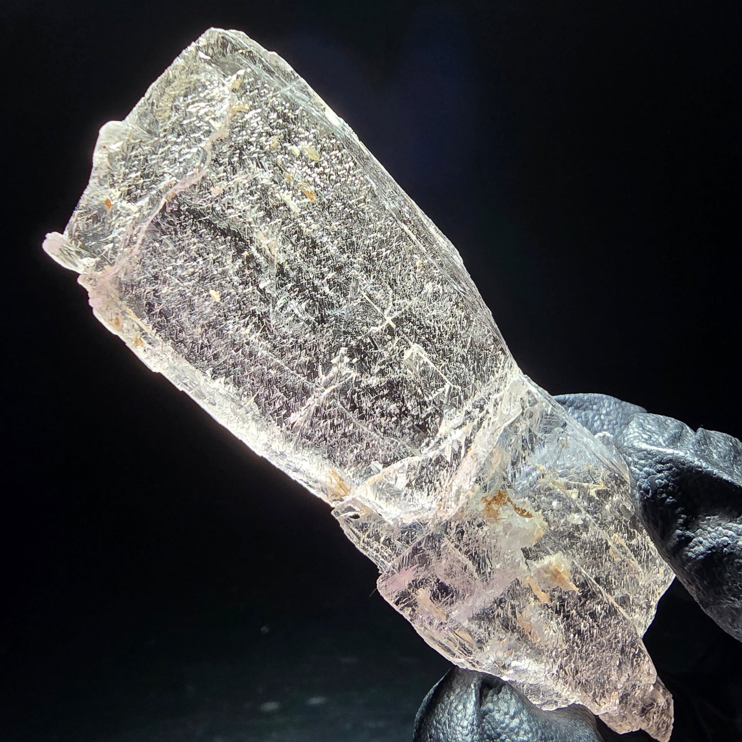 Seltener Kunzit X Spodumen Kristall rosa UV Mineral 80*26*5mm aus Brasilien