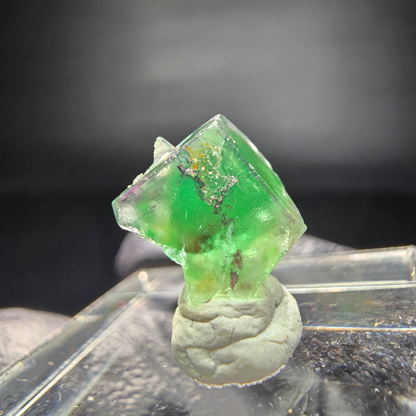 Cube de fluorite fantôme transparent marron violet vert Erongo namibie collection 11*10*8mm
