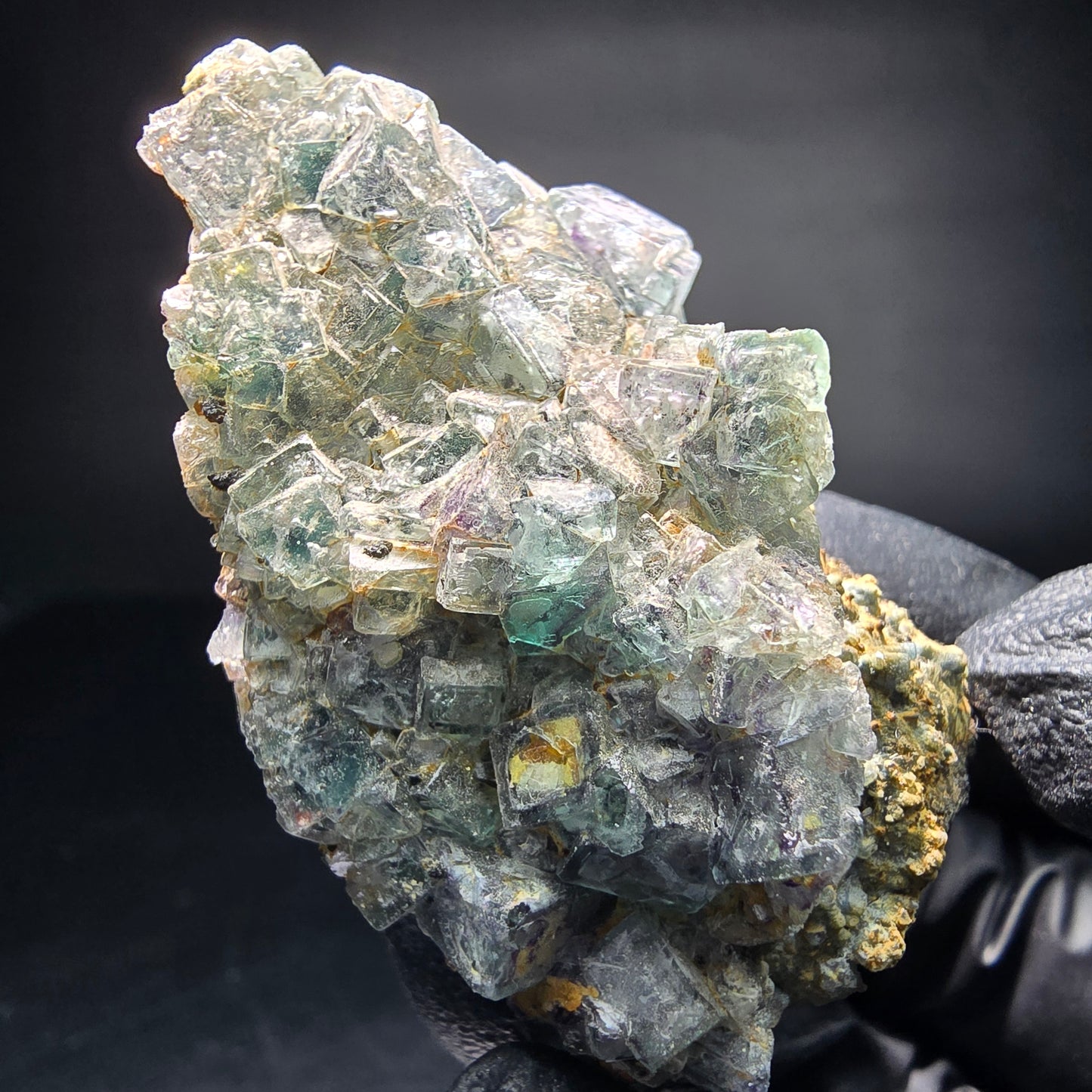 Vert fluorite fantôme sur spécimen de tourmaline Schörl Erongo Namibie 55*34*33mm