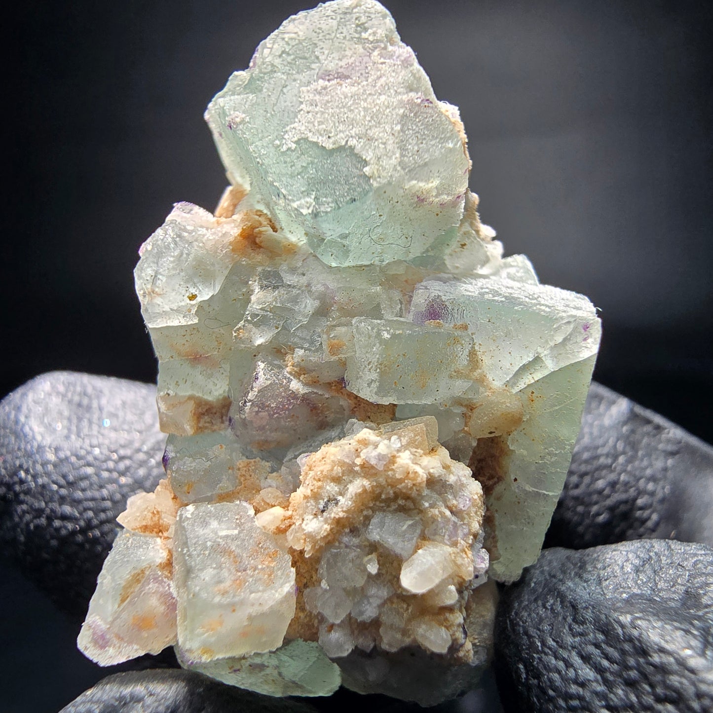 Zonare Fluorite cube vert violet quartz spécimen Omehane, Namibie 34*26*21mm collection