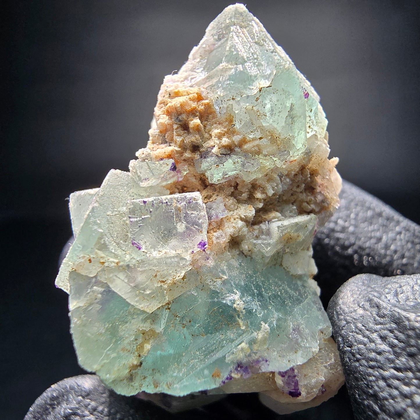 Zonare Fluorite cube vert violet quartz spécimen Omehane, Namibie 34*26*21mm collection