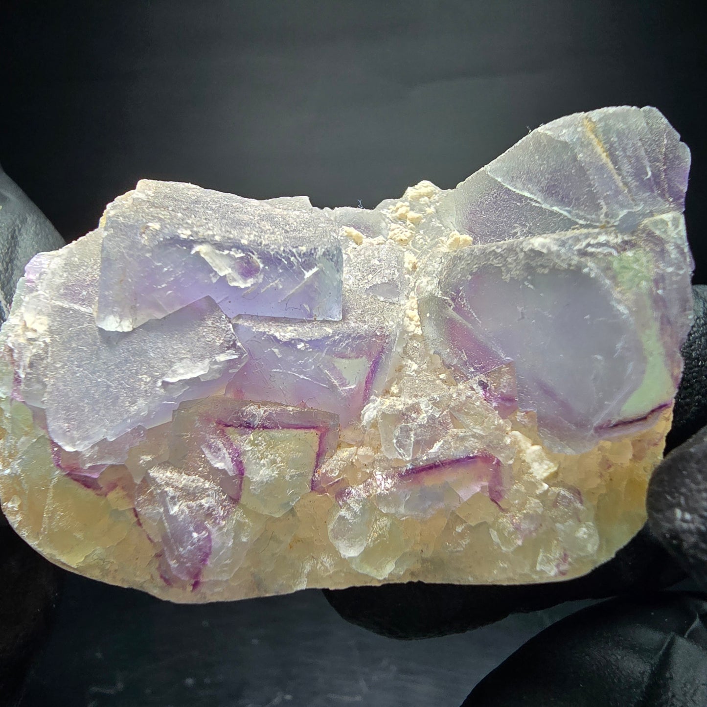Cube de fluorite fantôme vert violet, spécimen de quartz Omehane, namibie 50*32*24mm