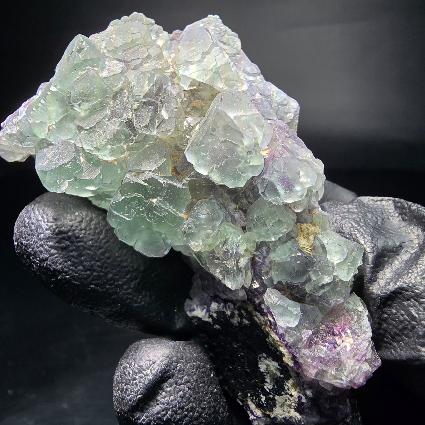 Rare zonar fluorite vert violet Schörl tourmaline spécimen Erongo Namibie 60*41*20mm