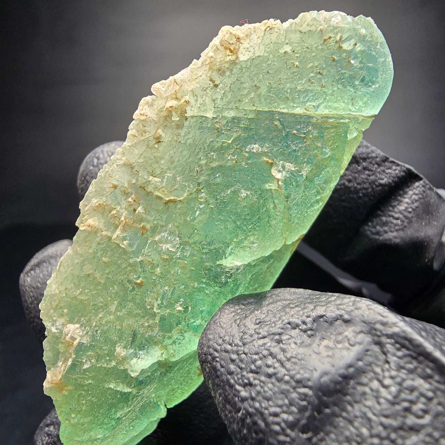 Cube de fluorite fantôme étagé vert turquoise Omehane, namibie 55*21*14mm