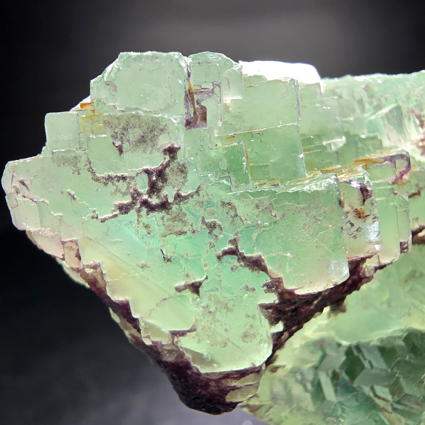 Cube de fluorite fantôme étagé vert turquoise Omehane, namibie 89*45*21mm