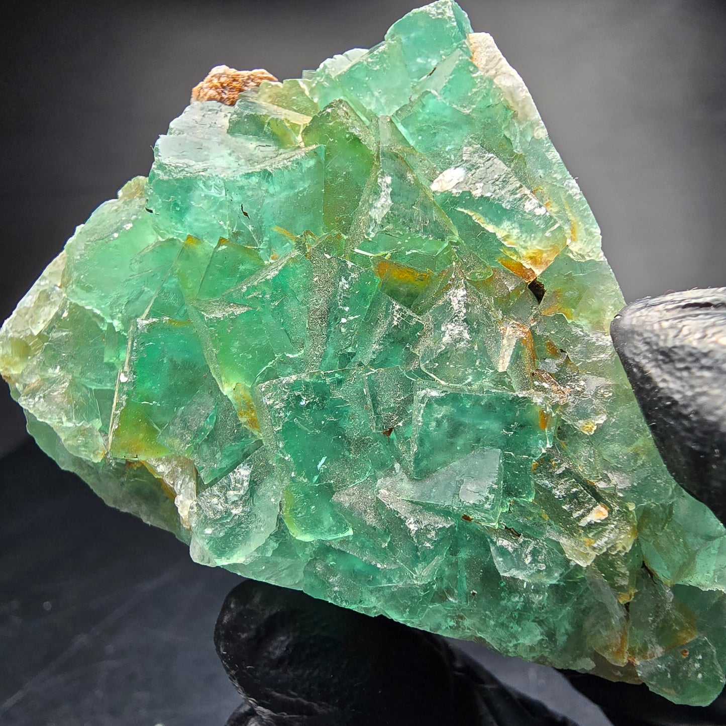 Cube de fluorite fantôme transparent, vert Okorusu, Collection namibie 68x51x17mm
