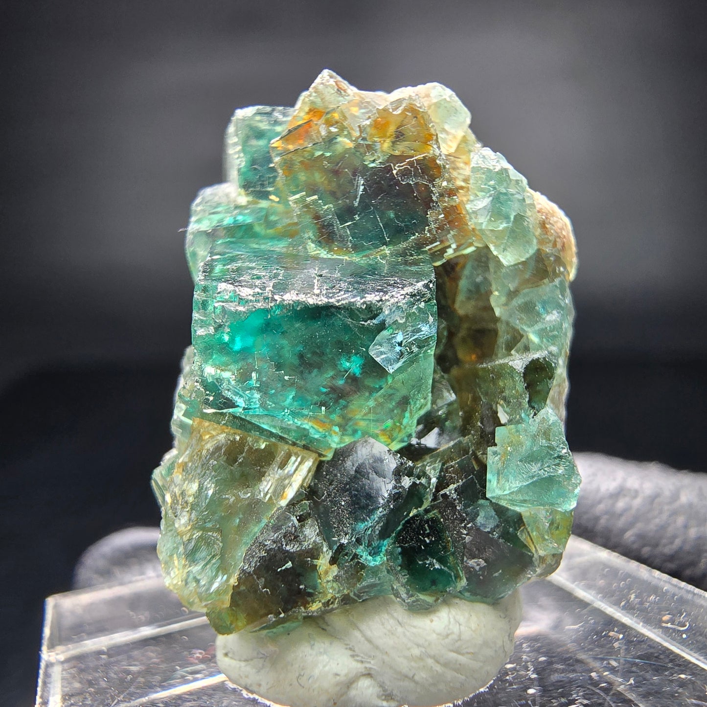 Seltene klare Phantom Fluorit Würfel Stufe grün Okorusu, Namibia 25*18*17mm