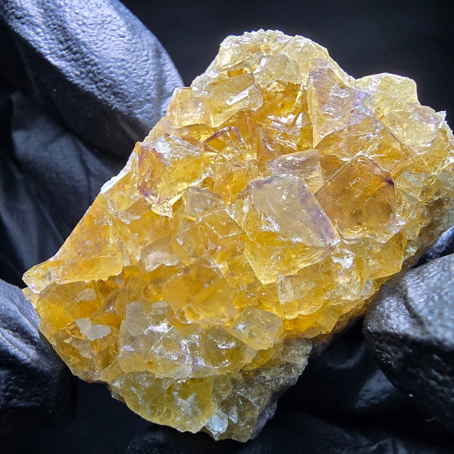 Klare Phantom Fluorit Würfel Stufe gelb lila Okorusu Namibia 42*31*17mm Sammlung