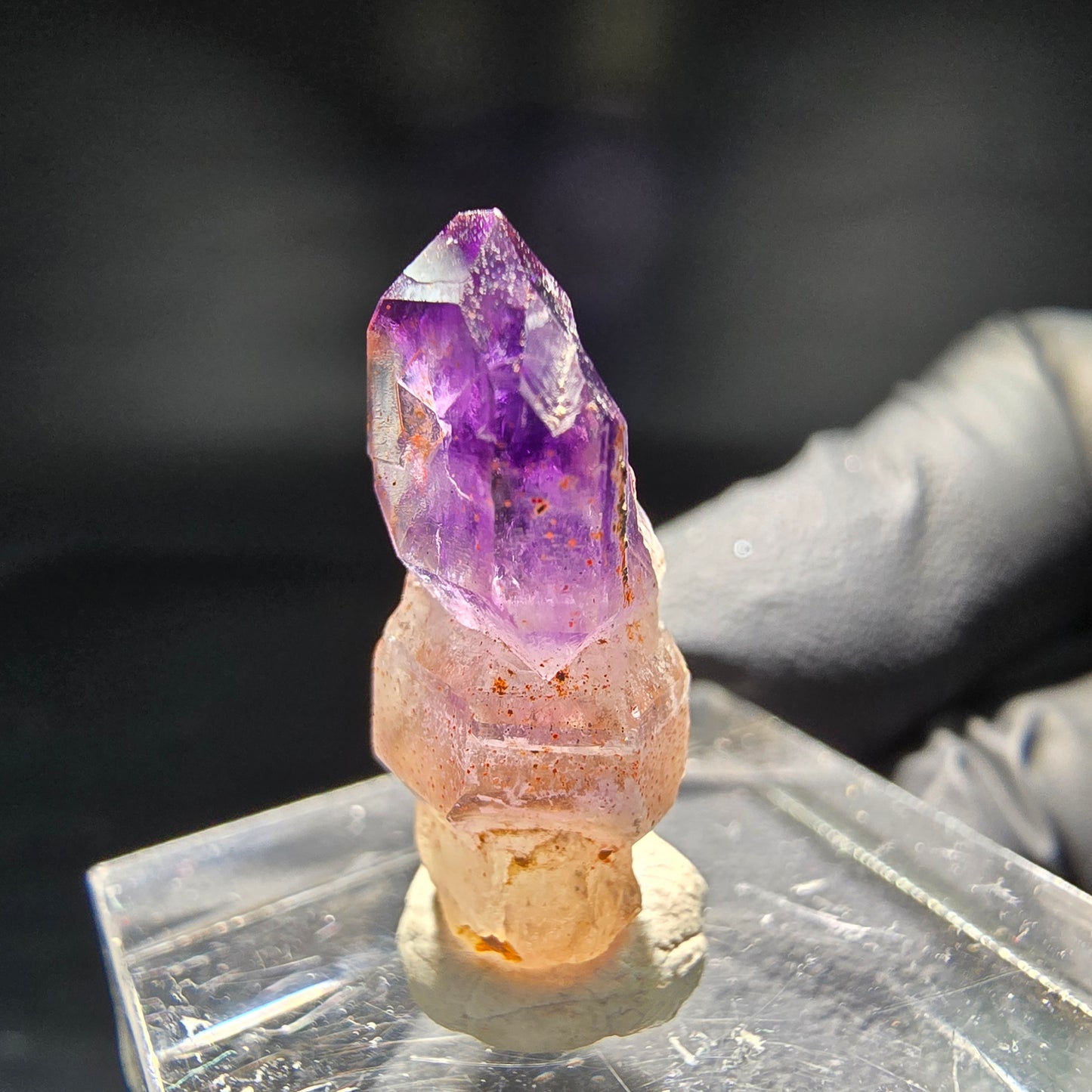 Klare Phantom Amethyst Zepter Spitze lila Brandberg, Namibia 29*9*7mm Sammlung