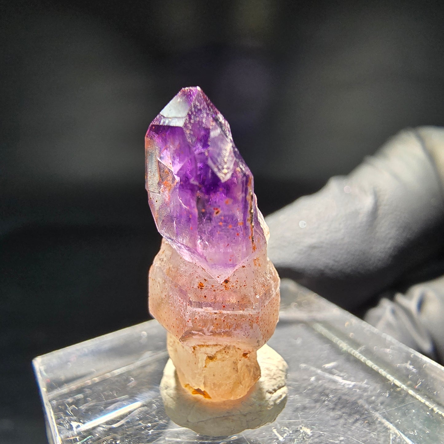 Klare Phantom Amethyst Zepter Spitze lila Brandberg, Namibia 29*9*7mm Sammlung