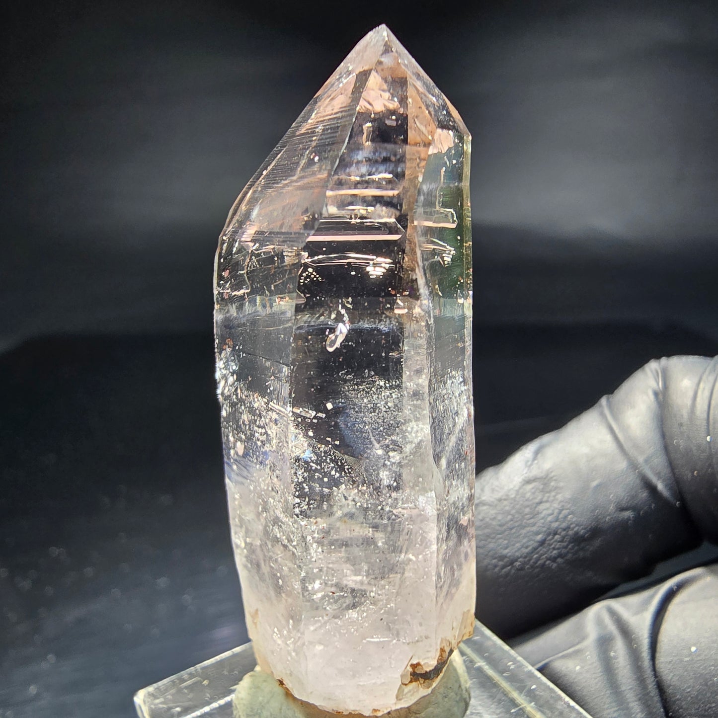 Pointe de sceptre Amehtyst transparente, violet marron, Goboboseb namibie, Collection 48x18x16mm