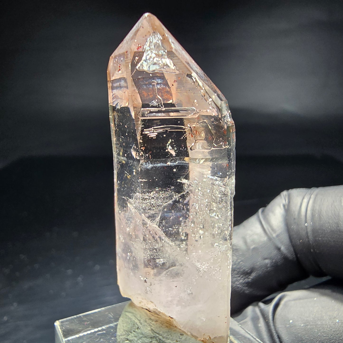 Pointe de sceptre Amehtyst transparente, violet marron, Goboboseb namibie, Collection 48x18x16mm
