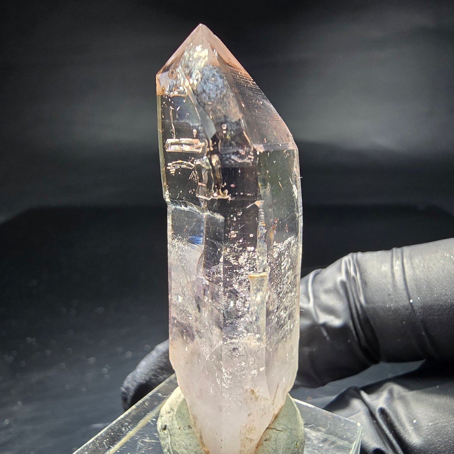Pointe de sceptre Amehtyst transparente, violet marron, Goboboseb namibie, Collection 48x18x16mm