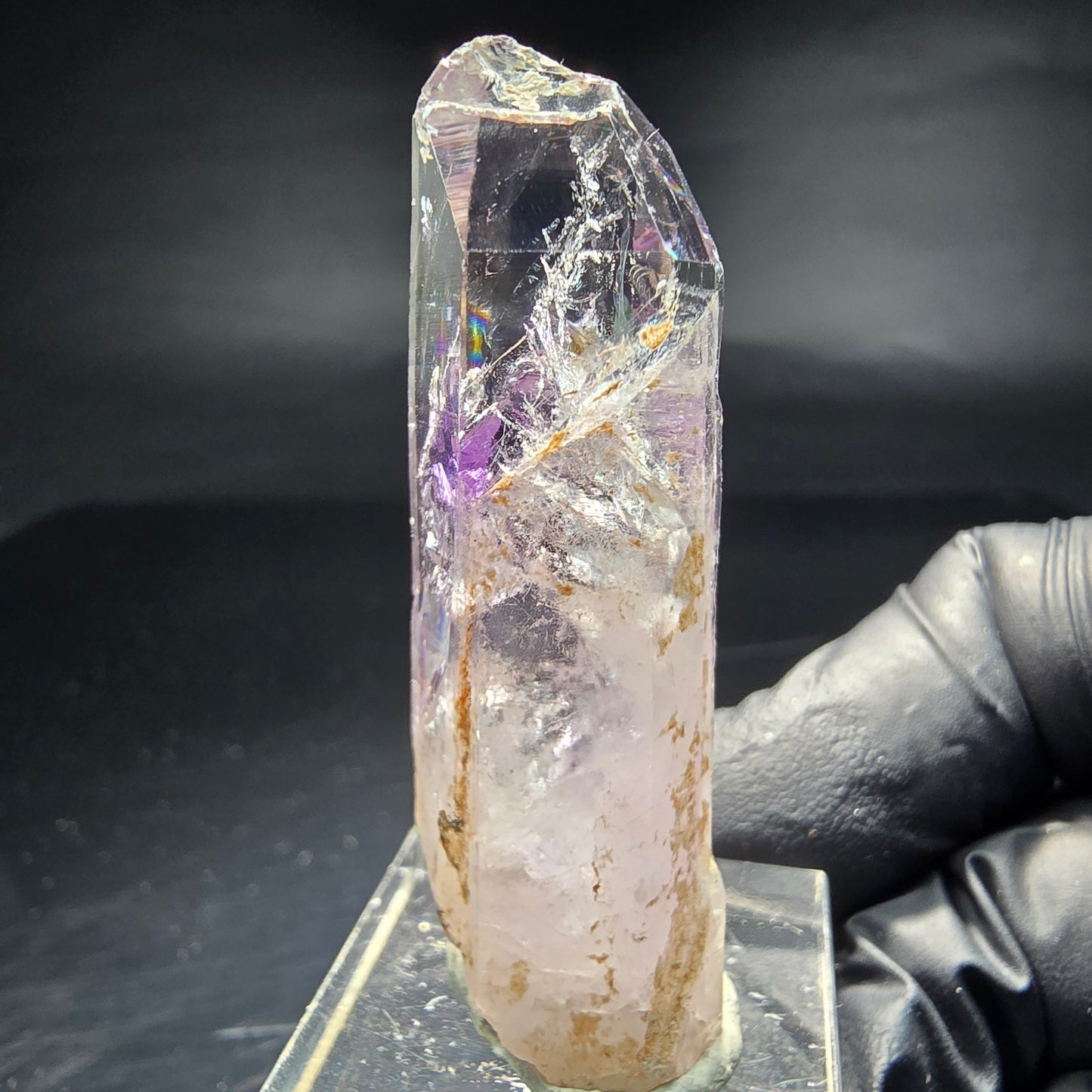 Sceptre d'améthyste fantôme clair, pointe Goboboseb namibie, Collection 50x16x13mm