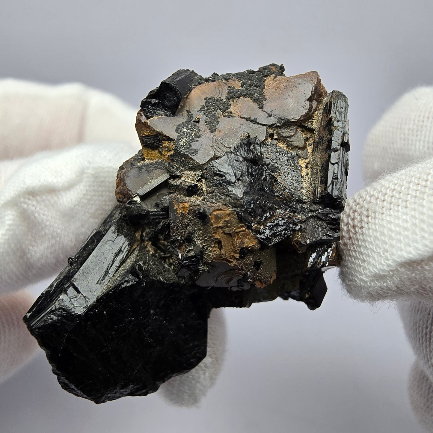 Schörl Turmalin, Eisen Fluorit Oktaeder Stufe Erongo Namibia 39*36*29mm Sammlung