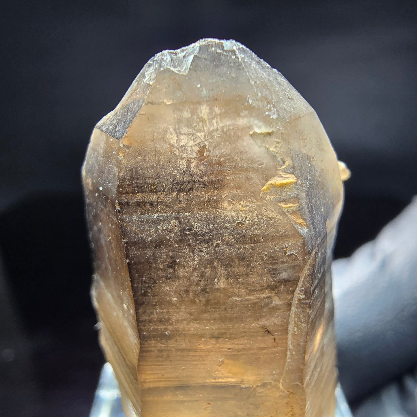 Seltene klare Rauchquarz mit Hyalit Spitze Erongo, Namibia 39*21*17mm Sammlung