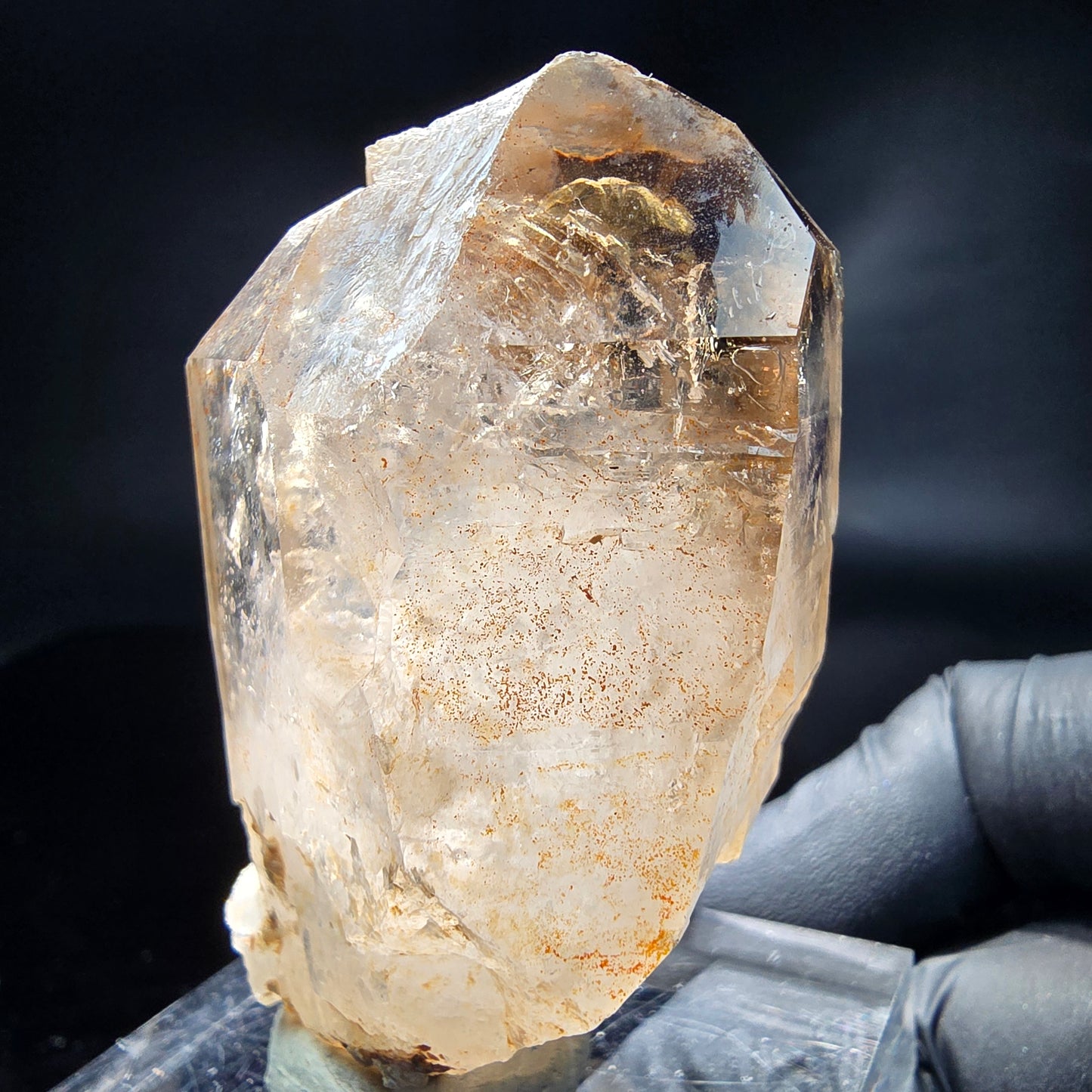 Enhydro Phantom Smoky Quartz Sceptre Tip 2x Bubble Goboboseb, Namibie 64*37*30mm