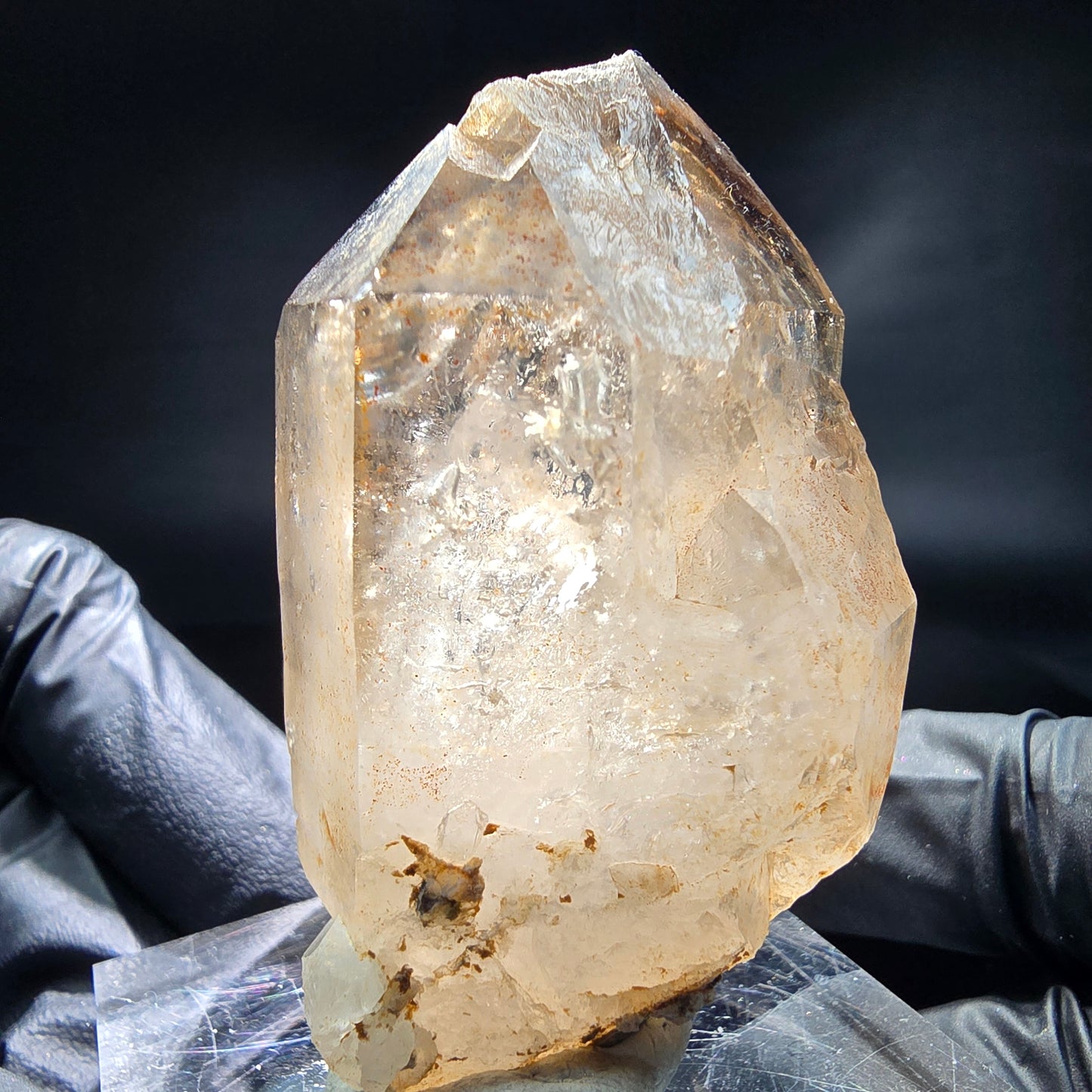 Enhydro Phantom Smoky Quartz Sceptre Tip 2x Bubble Goboboseb, Namibie 64*37*30mm