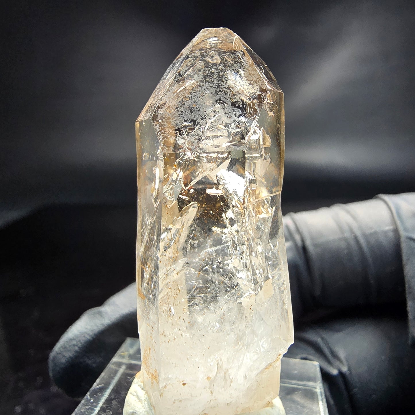 Enhydro Phantom Smoky Quartz Sceptre Tip 3x Bubble Goboboseb, Namibie 44*15*15mm
