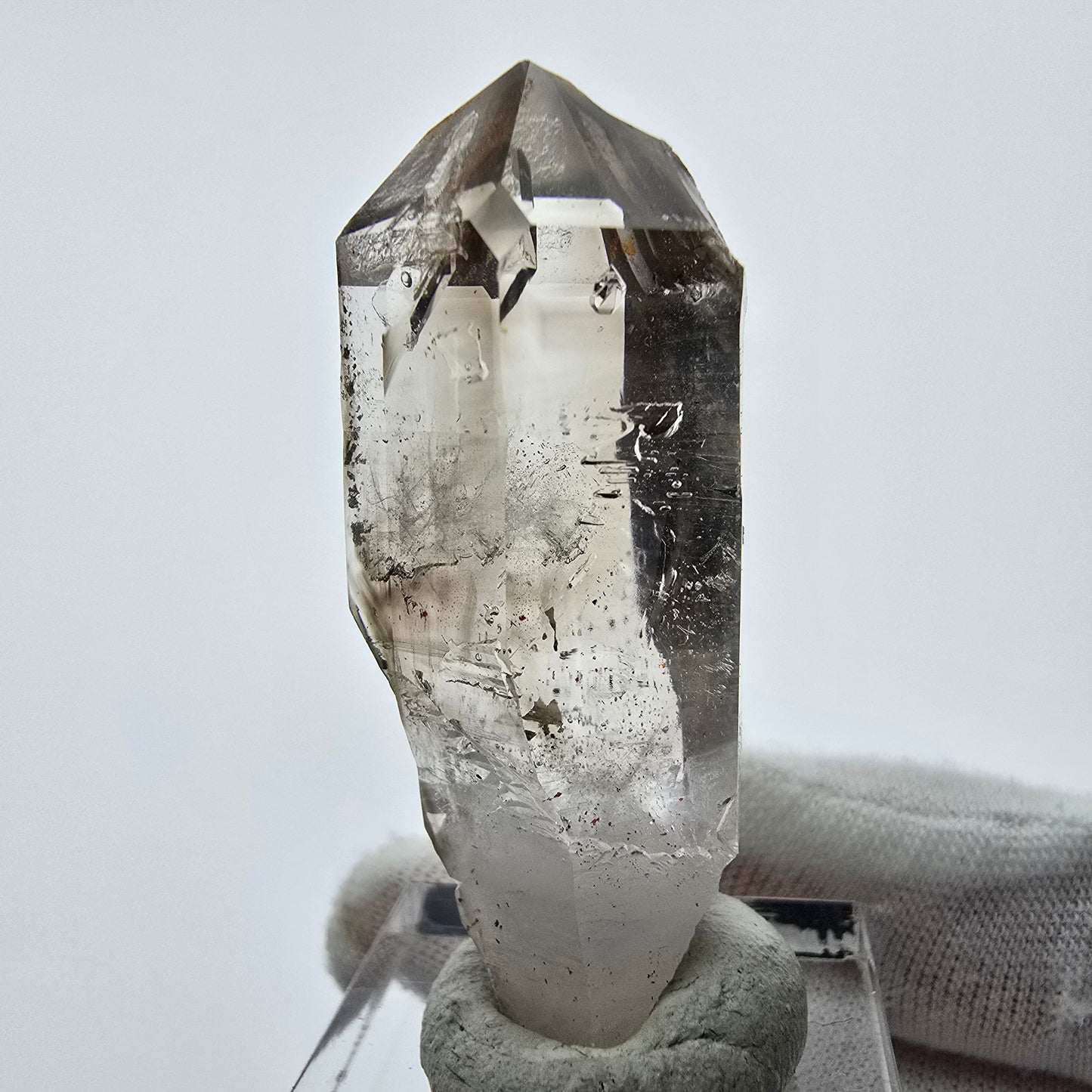 Enhydro Phantom Smoky Quartz Sceptre Tip 2x Bubble Goboboseb, Namibie 47*17*17mm