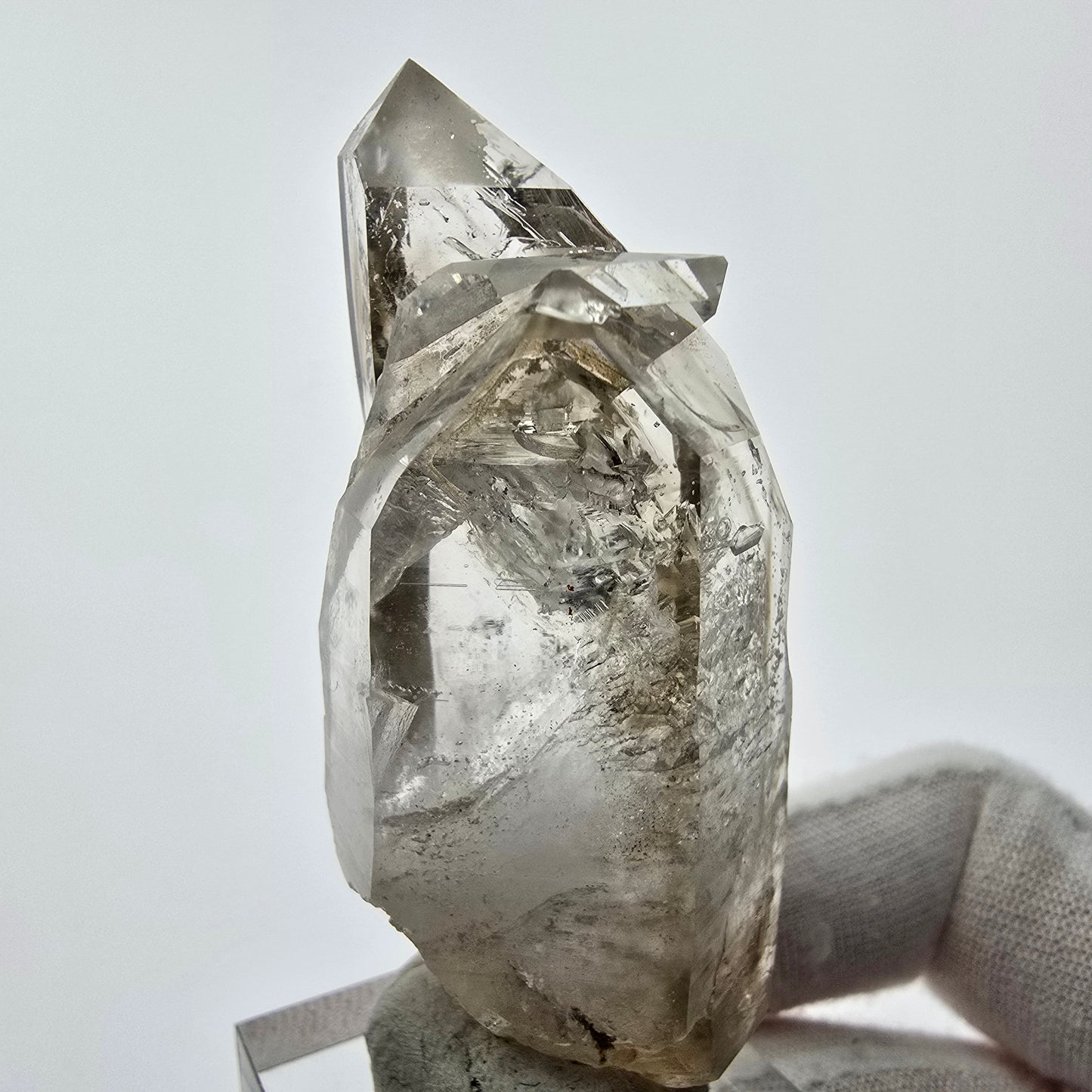 Enhydro Phantom Smoky Quartz Sceptre Tip 3x Bubble Goboboseb, Namibie 61*26*20mm