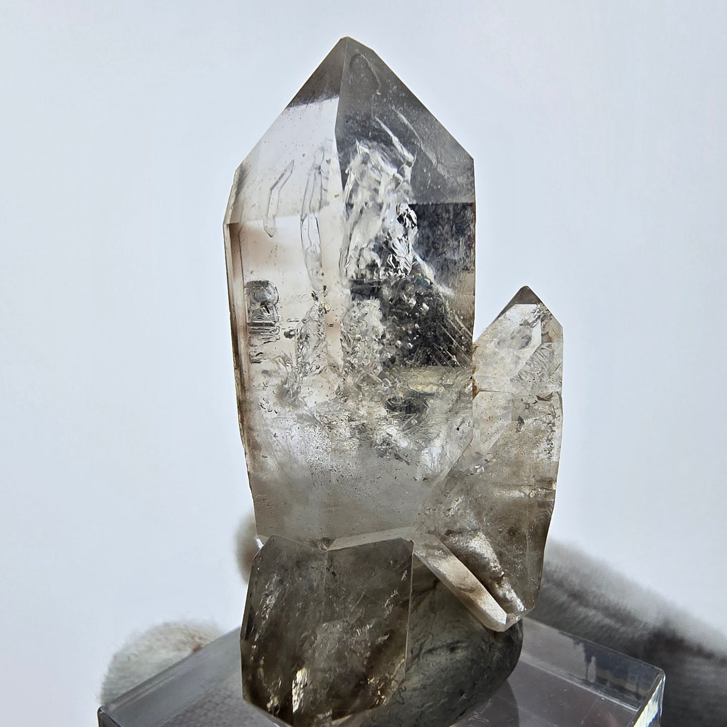 Enhydro Phantom Rauchquarz Doppelender 1x Blase Goboboseb, Namibia 46*21*20mm