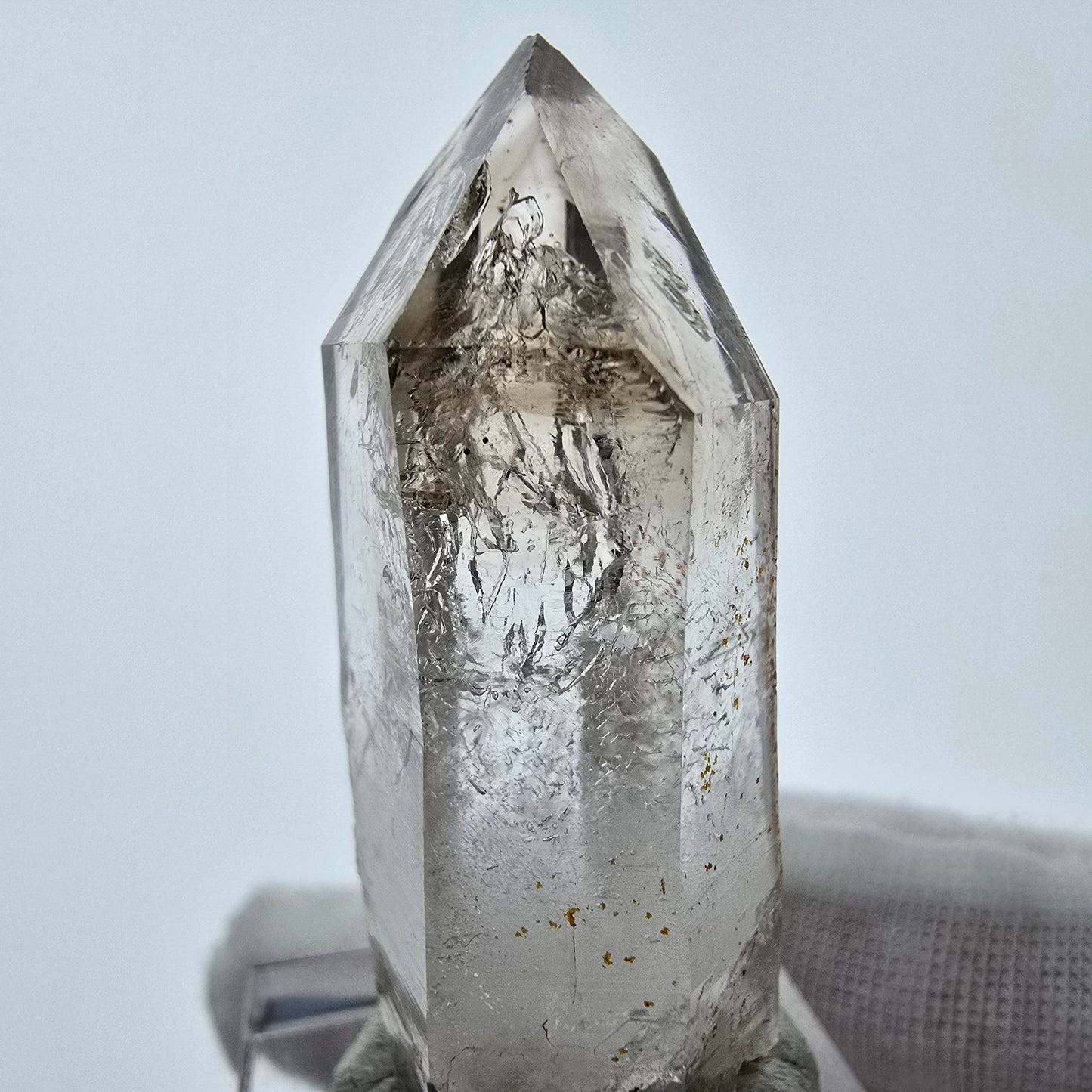 Enhydro Phantom Rauchquarz Eisen Spitze 1x Blase Goboboseb, Namibia 47*22*13mm