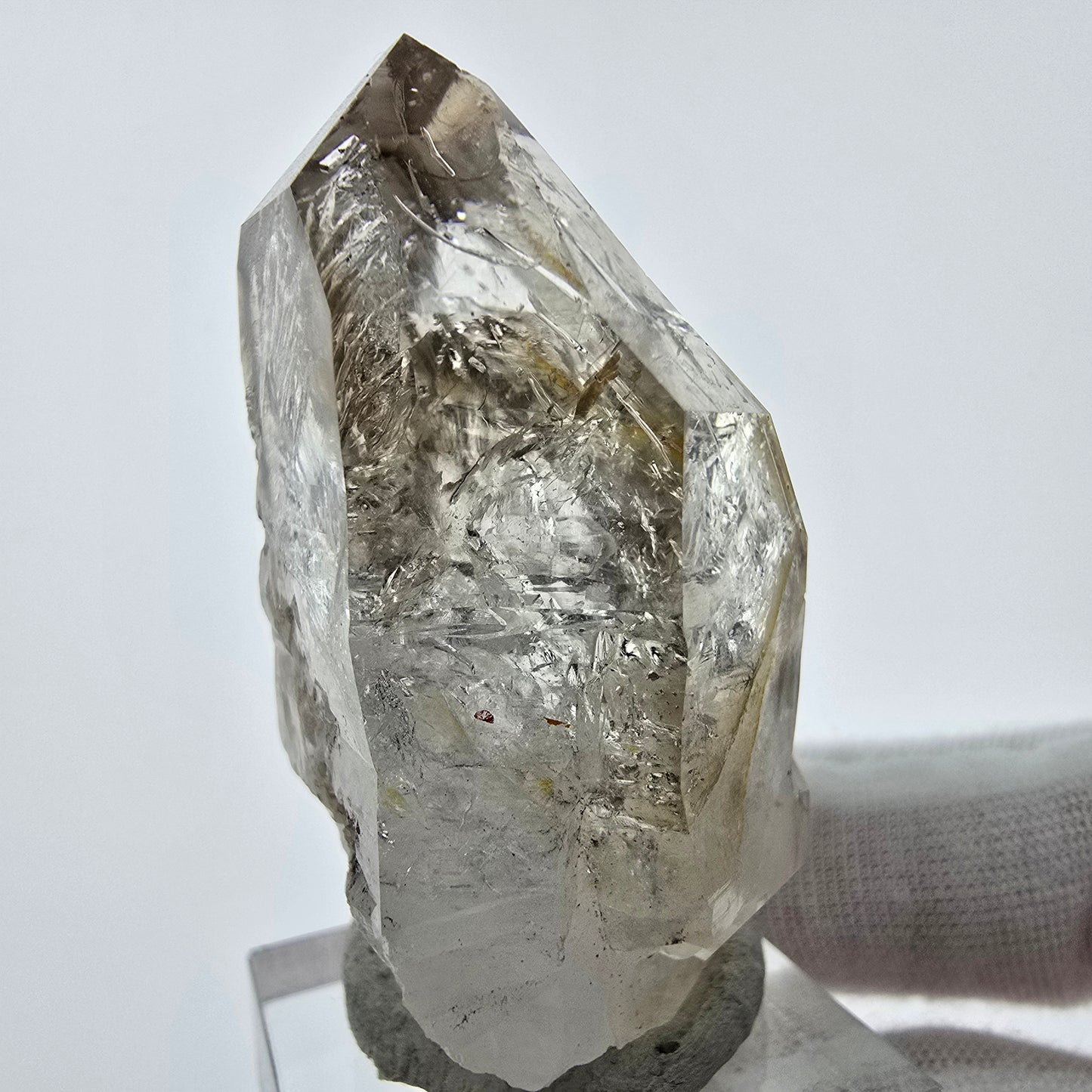 Enhydro Phantom Smoky Quartz Sceptre Tip 1x Bubble Goboboseb, Namibie 48*31*22mm