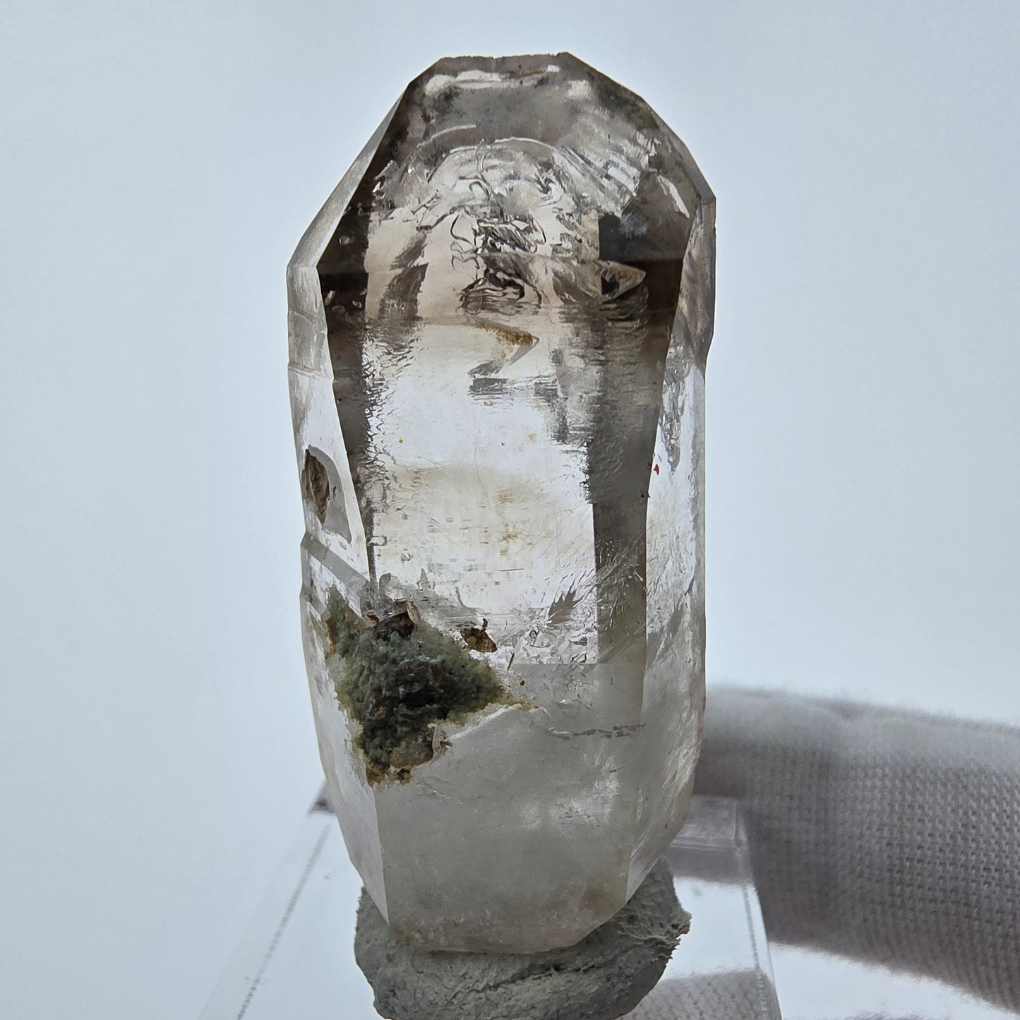Enhydro Phantom Smoky Quartz Sceptre Tip 1x Bubble Goboboseb, Namibie 46*19*16mm