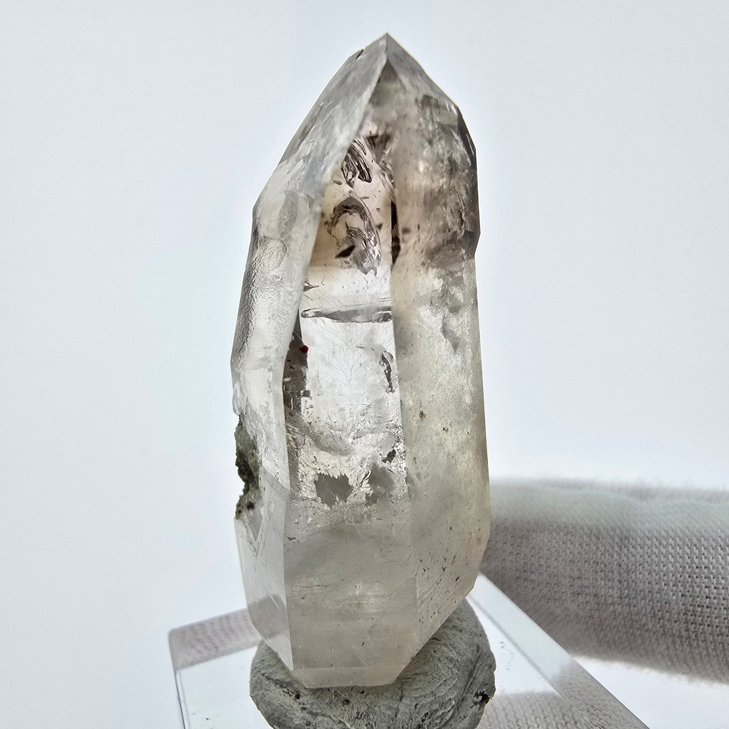 Enhydro Phantom Smoky Quartz Sceptre Tip 1x Bubble Goboboseb, Namibie 46*19*16mm