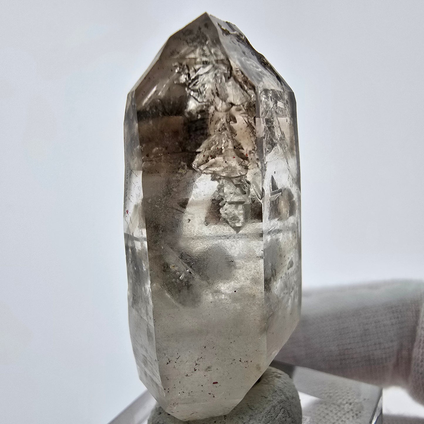 Enhydro Phantom Smoky Quartz Sceptre Tip 1x Bubble Goboboseb, Namibie 46*19*16mm
