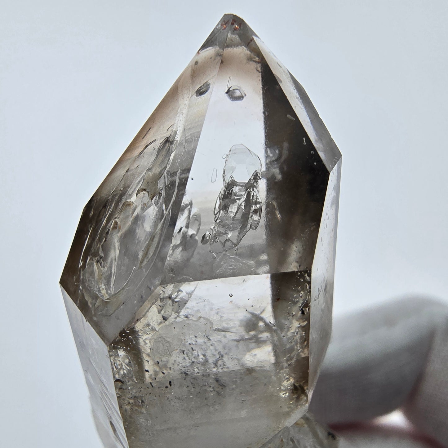 Enhydro Phantom Smoky Quartz Sceptre Tip 2x Bubble Goboboseb, Namibie 50*22*18mm