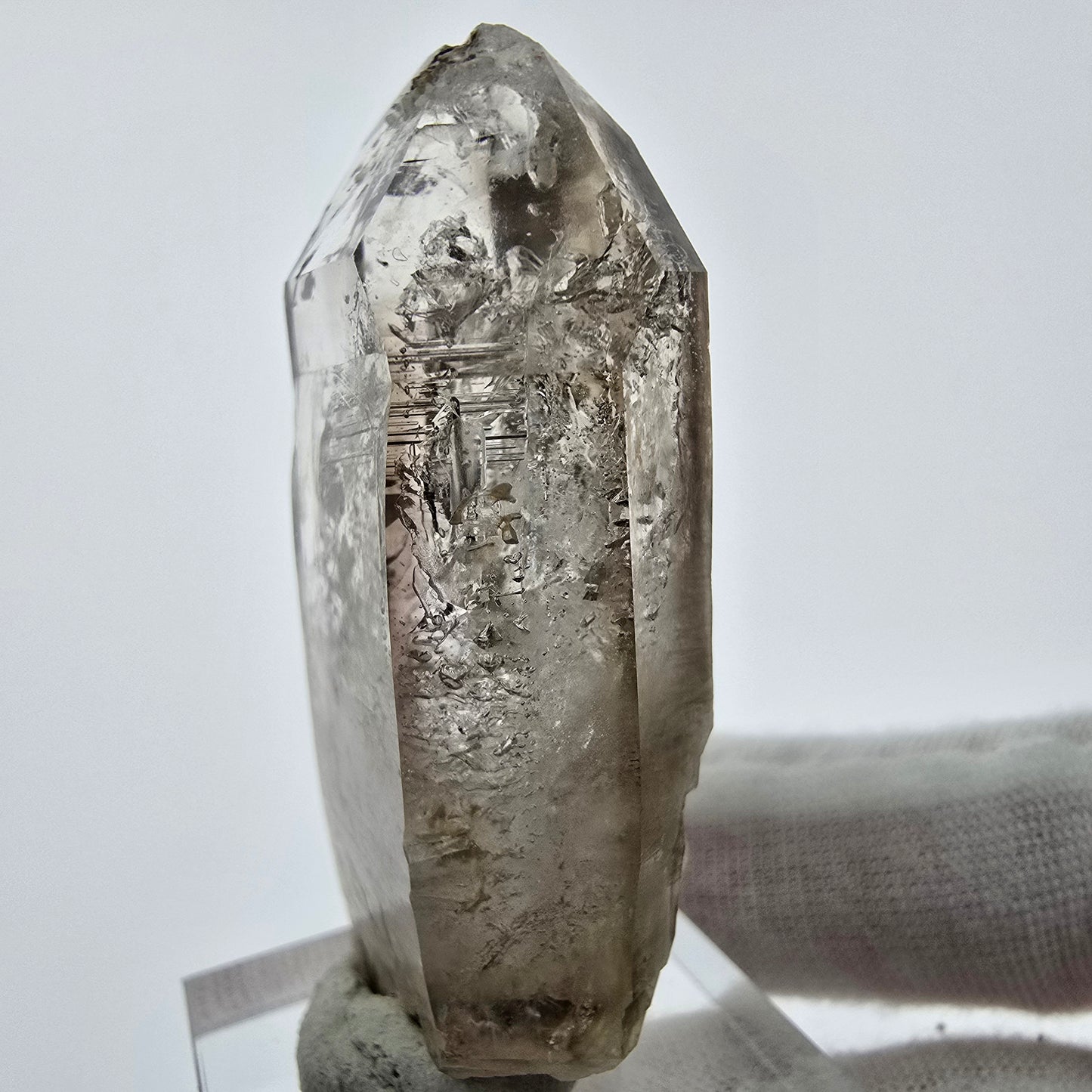 Enhydro Phantom Smoky Quartz Sceptre Tip 3x Bubble Goboboseb, Namibie 51*26*14mm