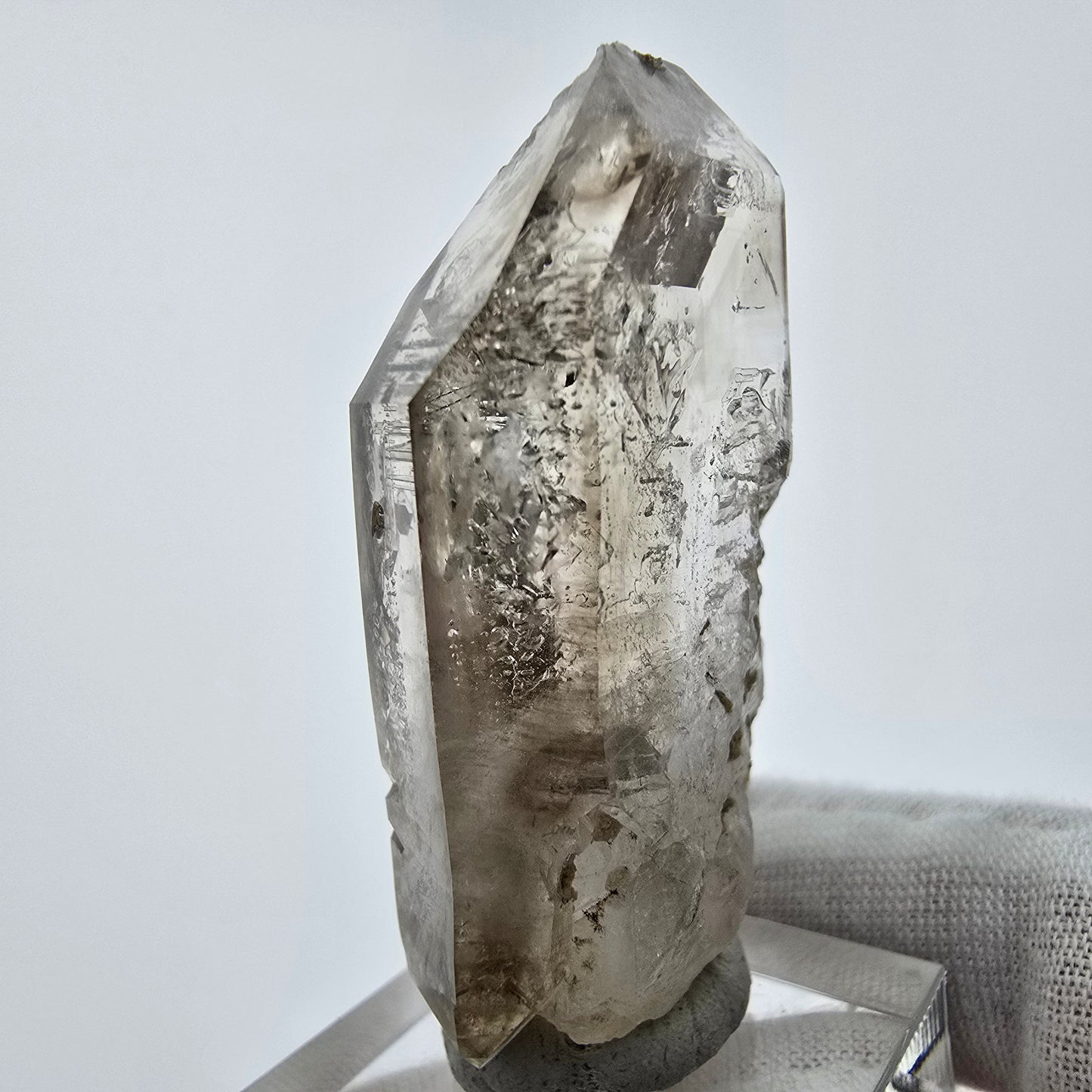 Enhydro Phantom Smoky Quartz Sceptre Tip 3x Bubble Goboboseb, Namibie 51*26*14mm