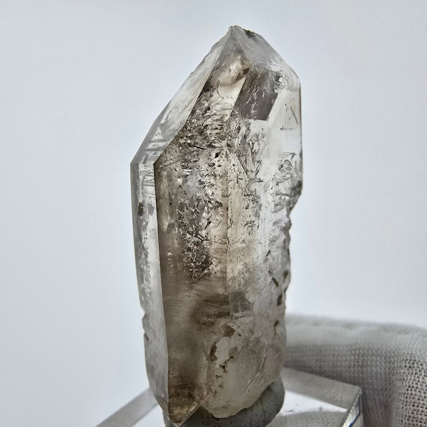 Enhydro Phantom Smoky Quartz Sceptre Tip 3x Bubble Goboboseb, Namibie 51*26*14mm