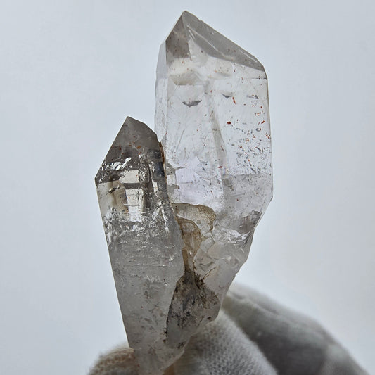 12x clear phantom smoky quartz points, scepter from Goboboseb, Namibia lot collection